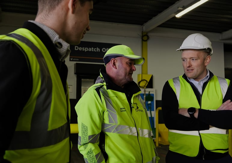 Warehouse safety site survey in progress identifying high-risk pedestrian crossing zones