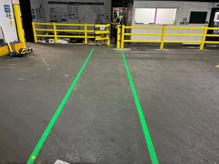 LED projected pedestrian walkway marking in automotive manufacturing facility, UK