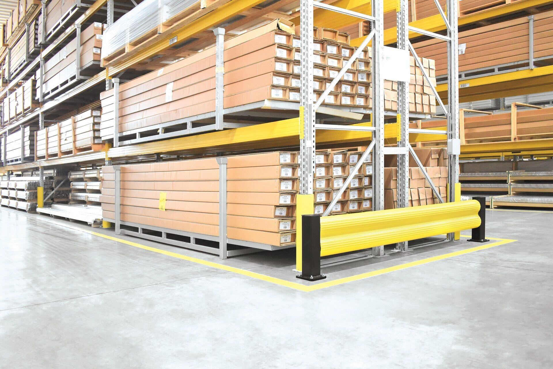 budget-friendly barrier installation protecting forklift routes in UK warehouse